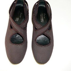 Brown Textile Ballet Flats Mary Jane Shoes